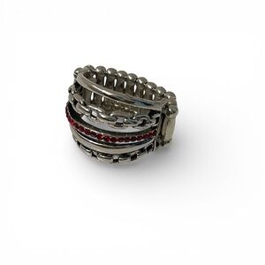 ❤️ Rock n Roll Punk Chains Rhinestone Faux Stacked Ring